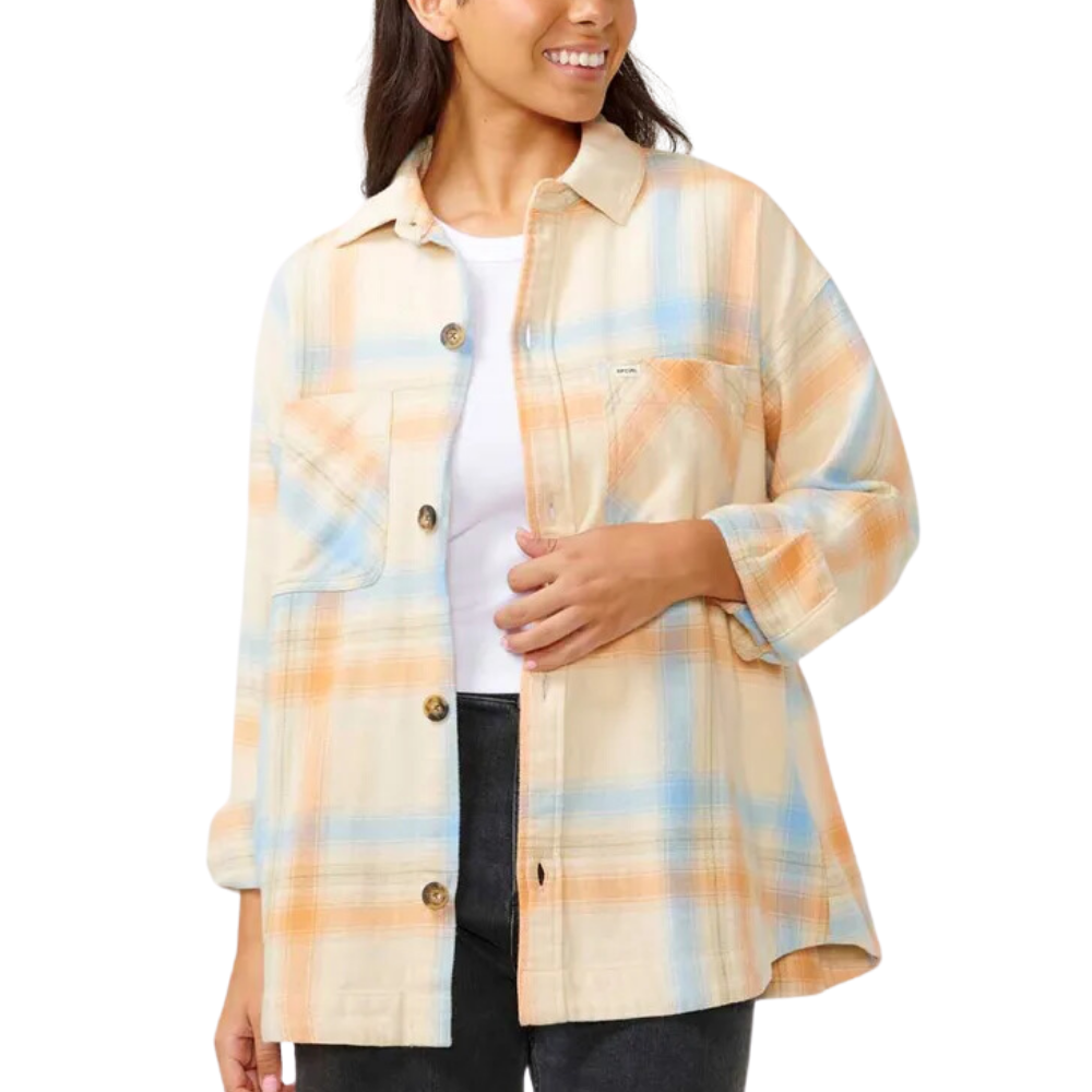 Ripcurl Women's Beach Party Flannel Shirt - Soft & Stylish Casual Button-Up for Surfing, Music Festivals & Outdoor Adventures