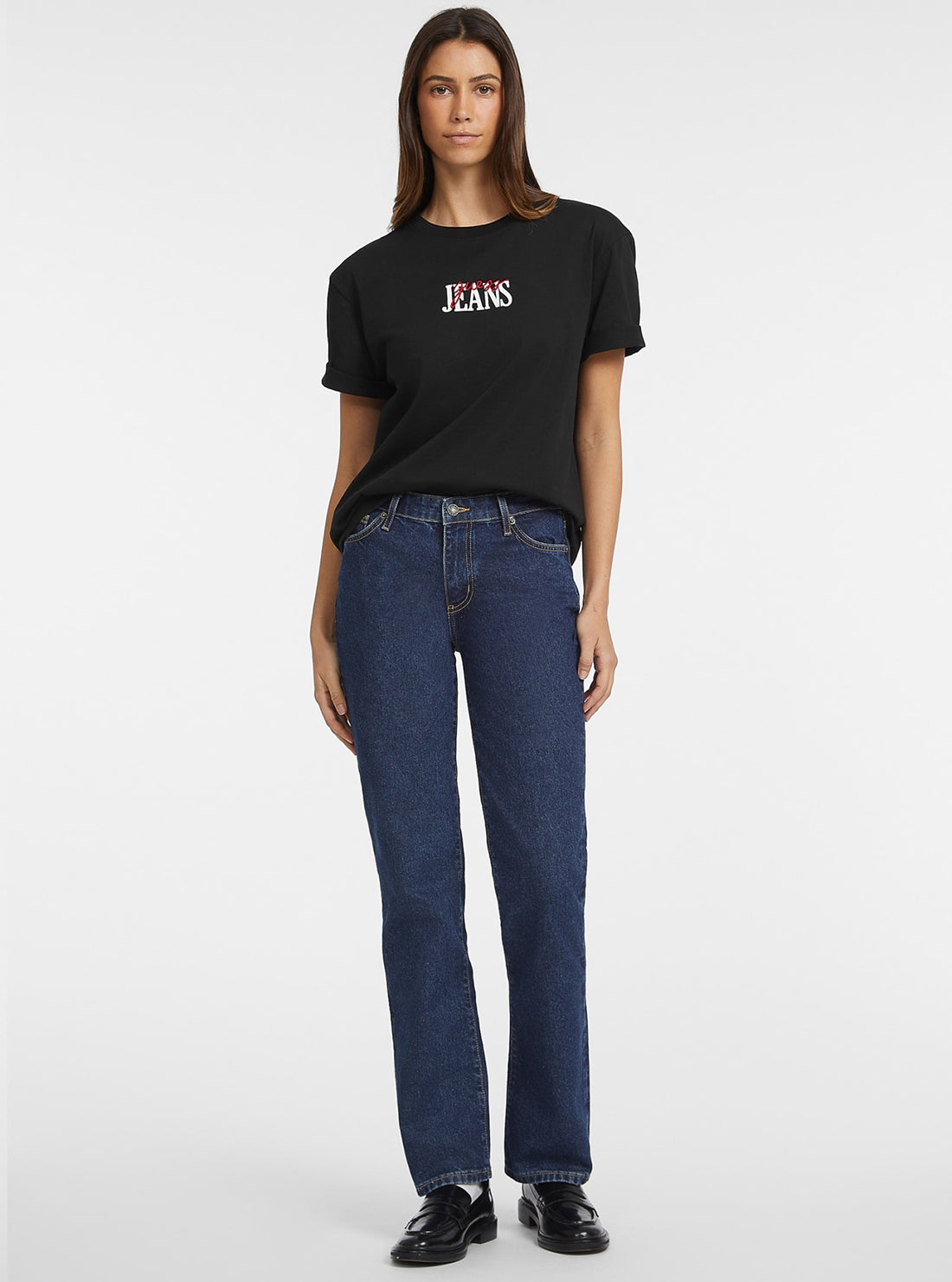 Guess Black Short Sleeve T-Shirt for Women - Casual Cotton Tee for Everyday Wear, Street Style & Summer Outfits