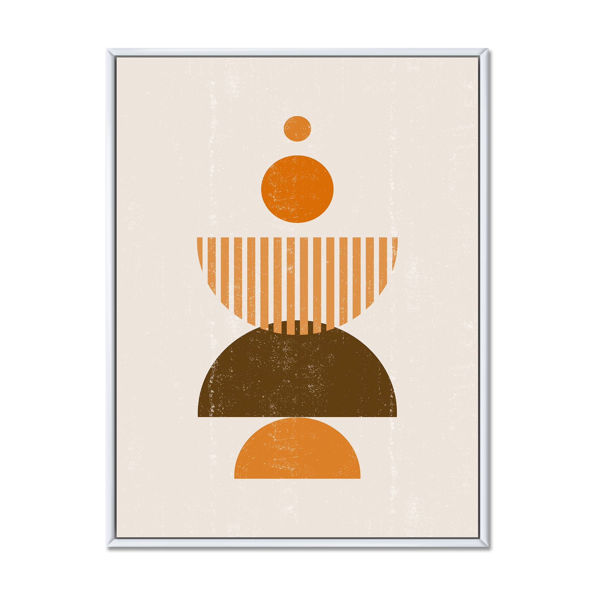 Abstract Minimal Sun and Moon Wall Art - Earth Tone Framed Canvas Print for Modern Home & Office Decor | Perfect for Living Room, Bedroom or Workspace