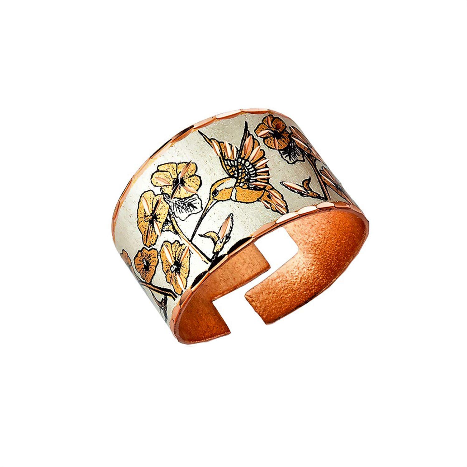 Handmade Northwest Native Hummingbird Copper Cuff Rings for Women - Artisan Jewelry with Hummingbird Design - Perfect for Boho Fashion, Gift Giving & Special Occasions