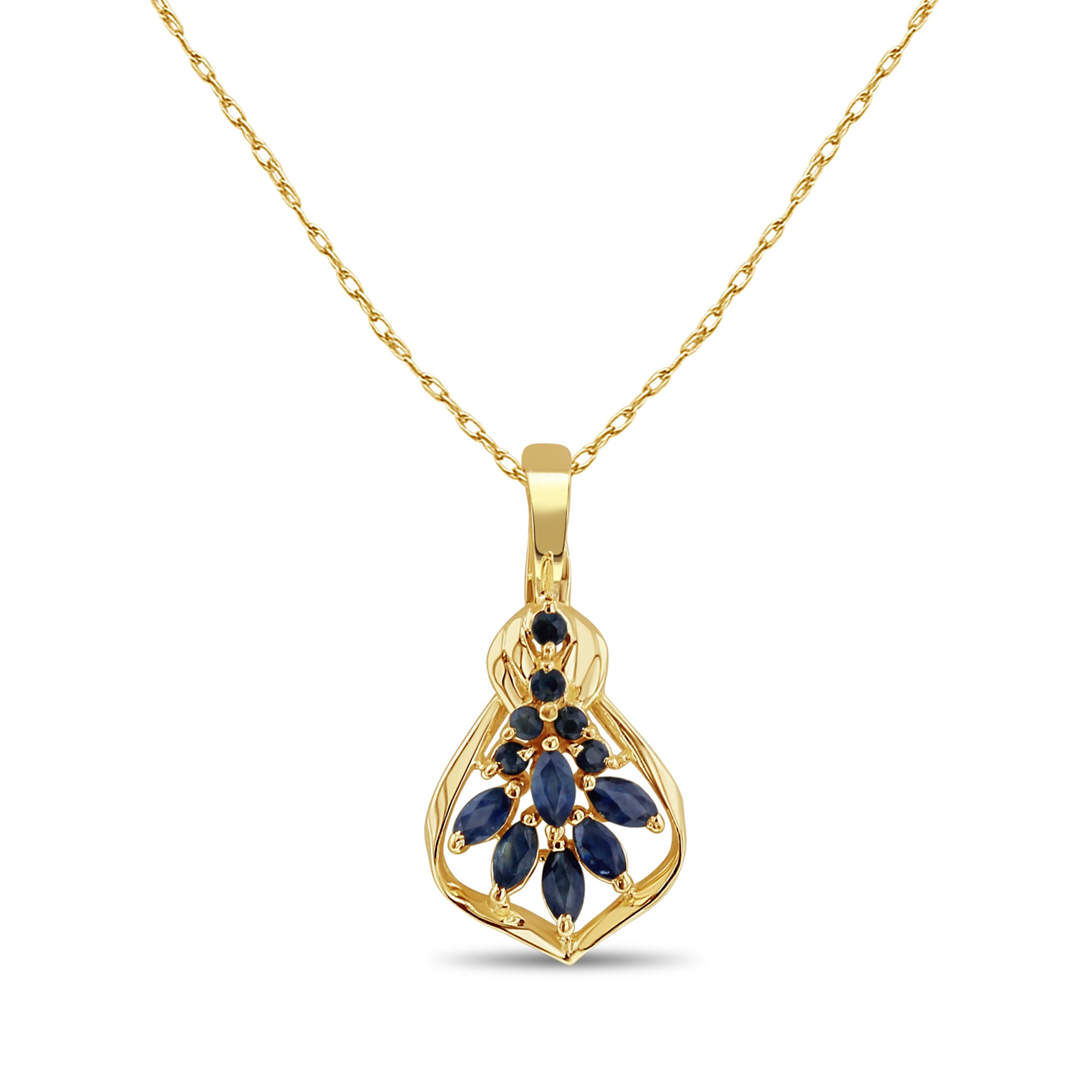 Elegant Sapphire Marquise Cluster Necklace for Women | 14K Gold Plated Pendant | Perfect for Weddings, Anniversaries & Special Occasions