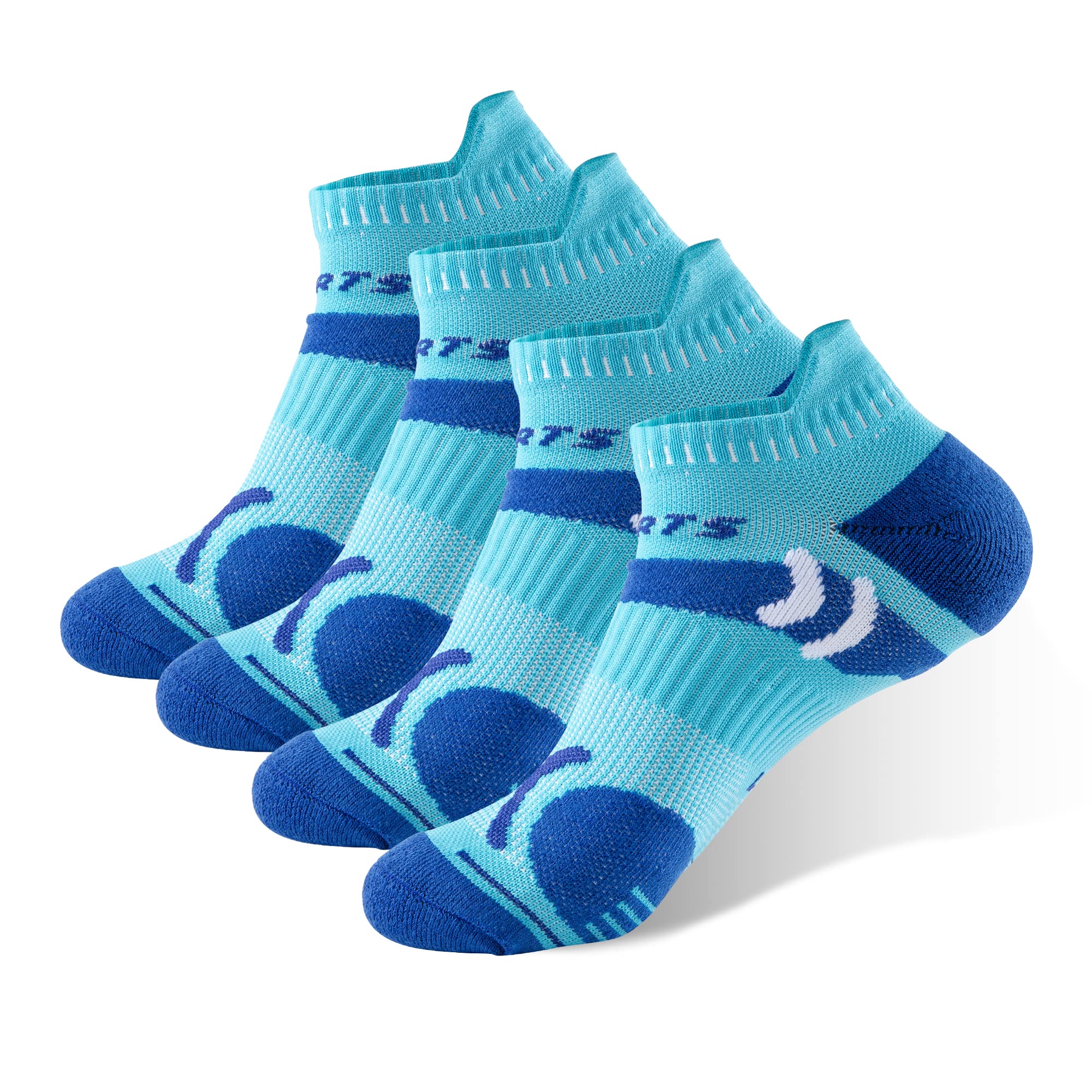 TENNOLA 4 Pairs Women's Low Cut Athletic Socks - Cushioned Breathable Running Socks for Sports & Workout - Non Slip Gym Socks for Jogging, Yoga & Daily Wear