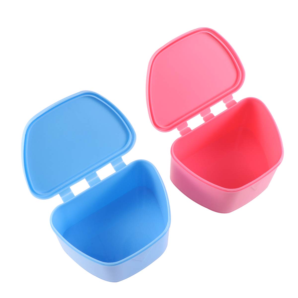 HEALLILY Portable Denture Case with Lid - Denture Storage Box for Orthodontic Retainers, Travel-Friendly (2 Pack, Blue & Pink) - Perfect for Travel, Home, and Daily Dental Care