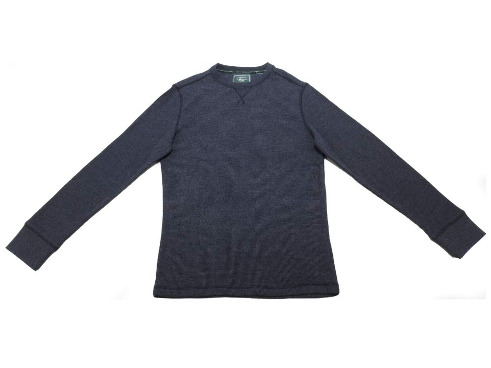 G.H. Bass & Co. Men's Small Blue Salute Heather Waffle Crew Neck Shirt - Casual Comfort Wear for Everyday Outings & Weekend Relaxation