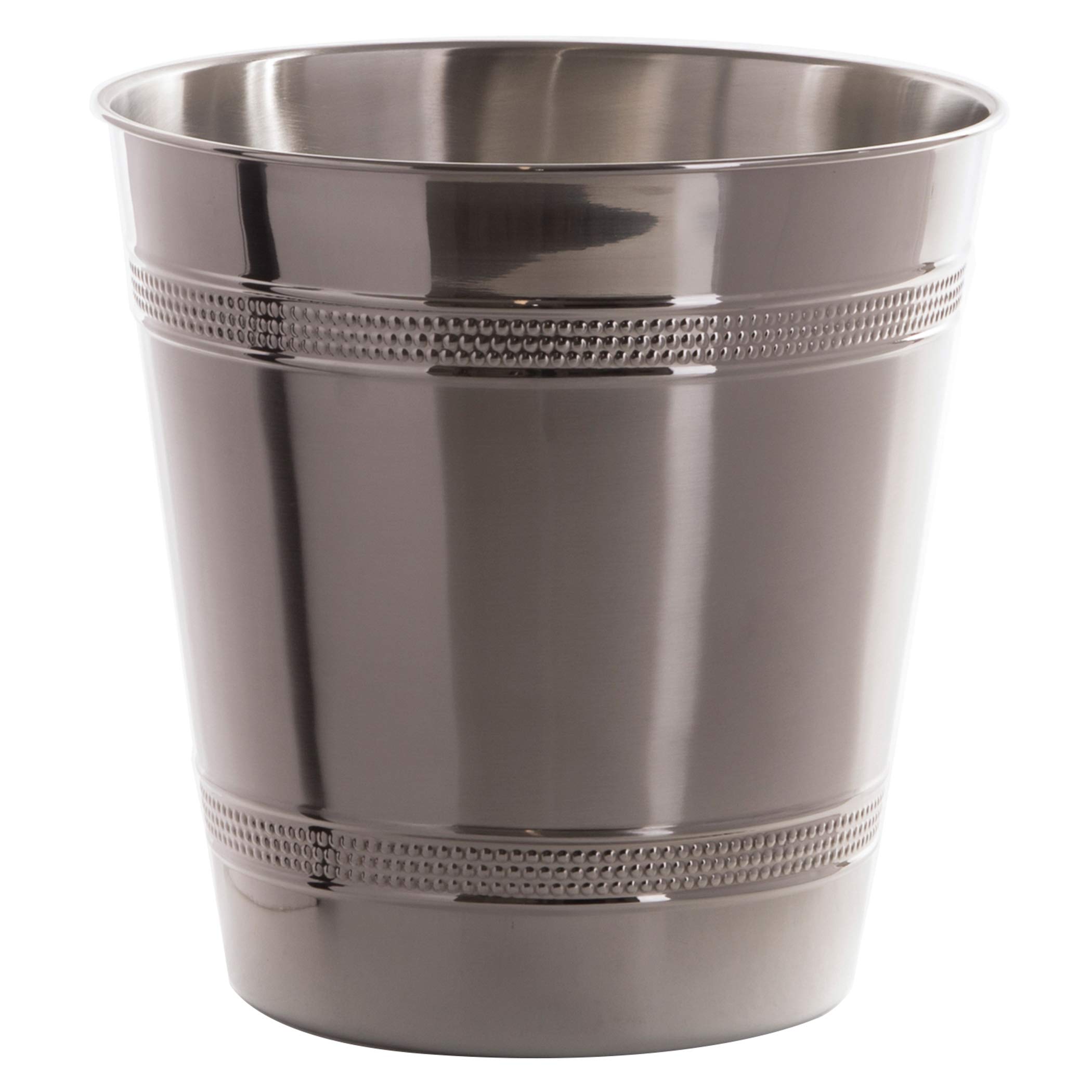 BINO Hammered Stripe Metal Waste Basket - 5L Small Trash Can for Home, Office, Bathroom, Dorm & Kitchen | Space-Saving Desk & Bedroom Garbage Bin | Perfect for Waste Disposal in Living Rooms, Home Offices & College Dorms