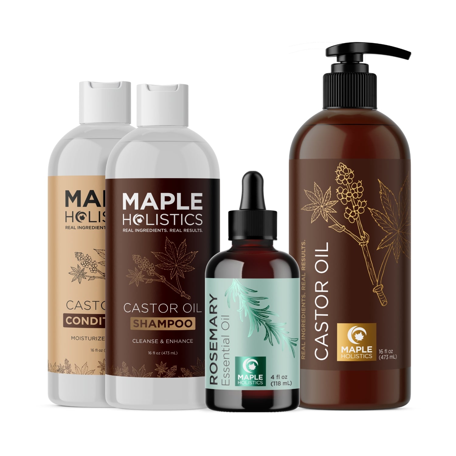 Premium Castor Oil Bundle for Hair Growth & Skin Care - Organic Cold-Pressed Castor Oil with Applicator Brush - Perfect for Eyelashes, Eyebrows & Scalp Massage