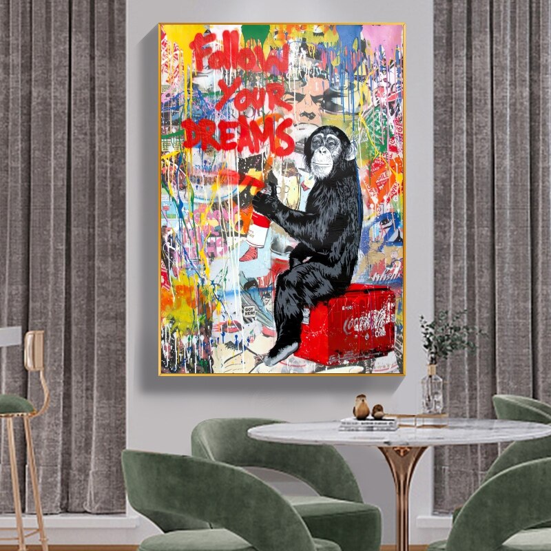 Banksy 'Follow Your Dreams' Authentic Wall Art Print - Urban Street Art Decor for Living Room, Bedroom & Office