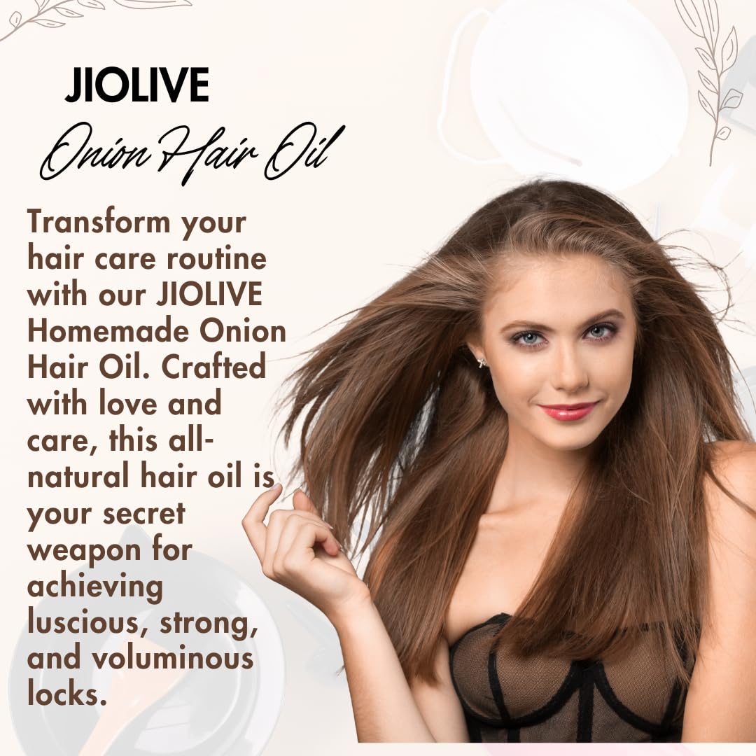 JIOLIVE Onion Hair Oil for Hair Growth & Hair Fall Control - Nourishing & Strengthening Treatment for Men & Women | Reduces Hair Fall & Dandruff - 200ml with Applicator | Perfect for Daily Scalp Massage & Damaged Hair Repair