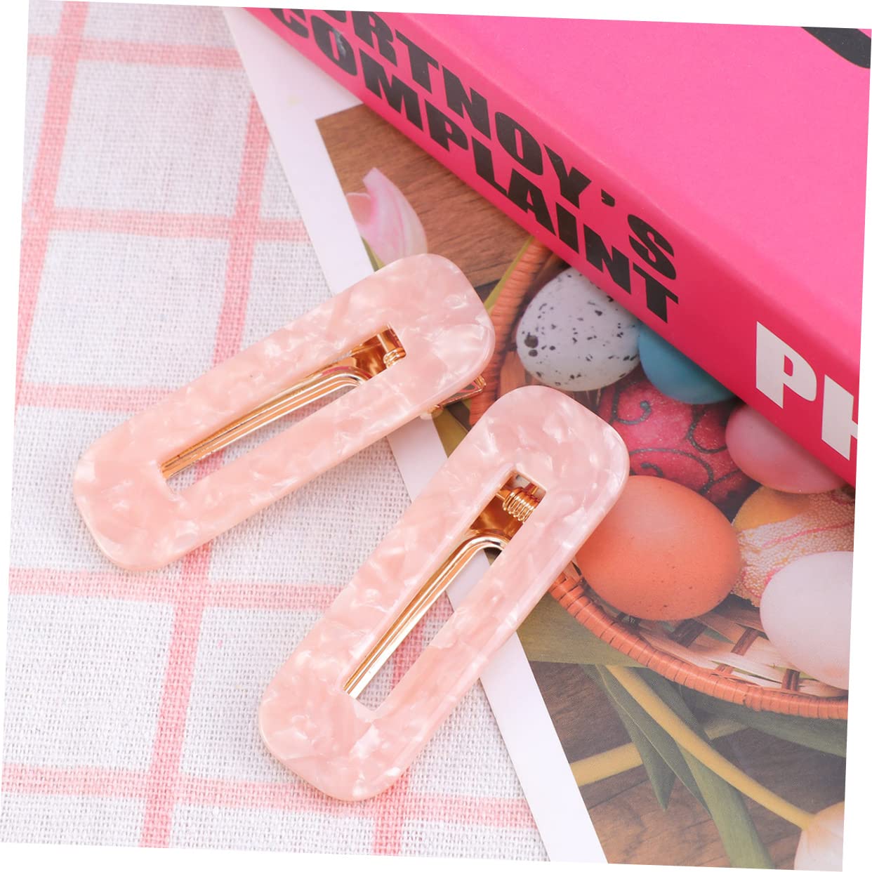 FOMIYES 2 Pack Leopard Print Square Hair Clips for Women & Girls - Pink Hair Barrettes & Hairpins for School, Work, Parties & Everyday Styling