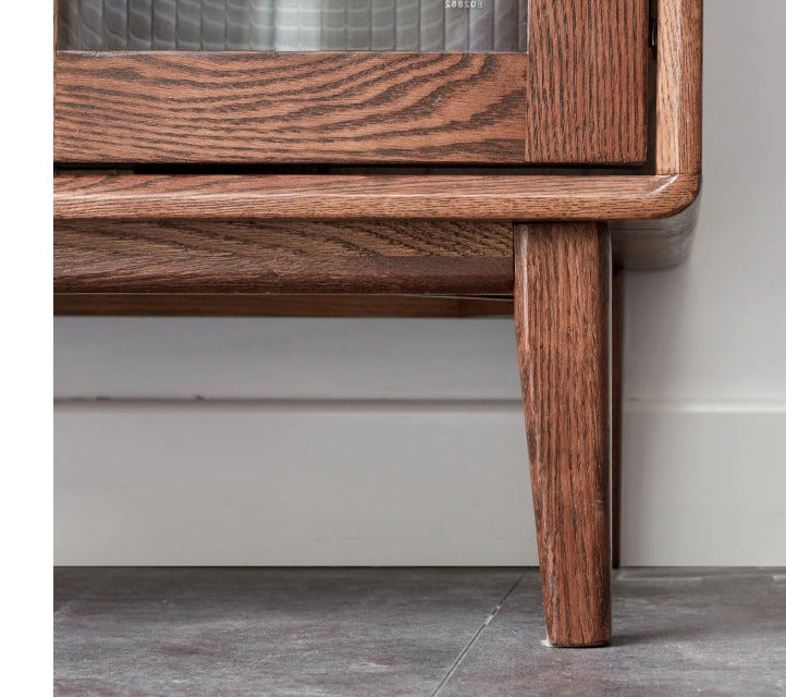 Solid Oak Wood Side Cabinet - Rustic Storage Cabinet for Living Room, Bedroom & Entryway - Perfect for Organizing Books, Decor & Essentials