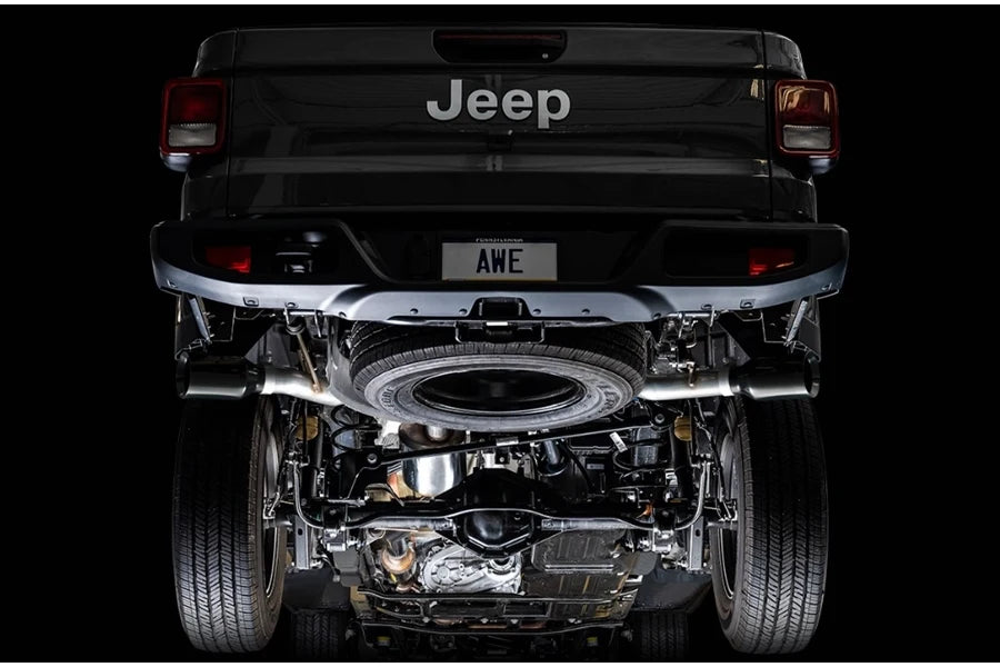 AWE Tread Edition Cat Back Dual Exhaust System with Diamond Black Tips for Jeep Gladiator JT 3.6L - Enhanced Performance & Aggressive Sound for Off-Road Adventures