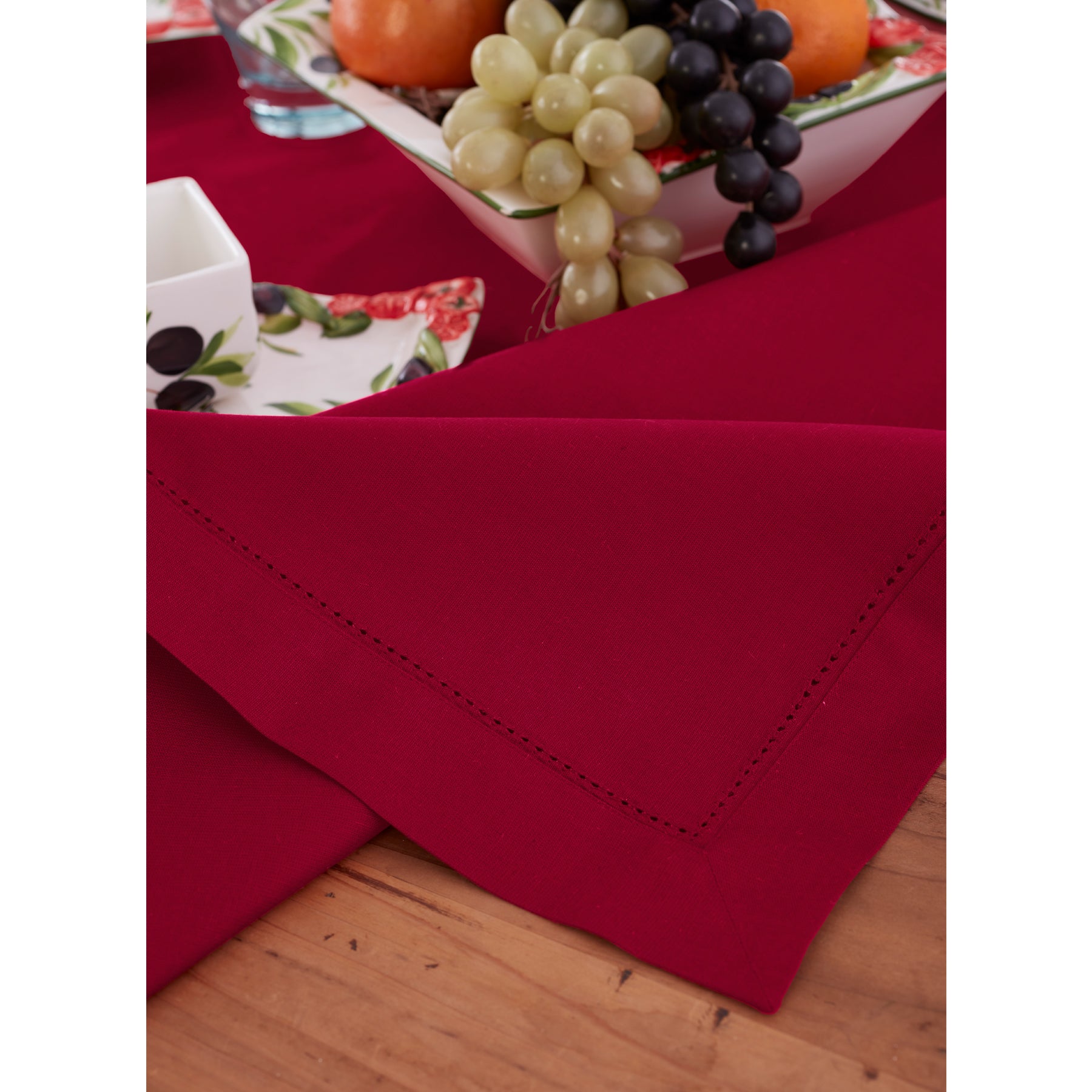 Premium Cotton Linen Hemstitch Tablecloth - Elegant Dining Table Cover for Home Decor, Parties & Special Occasions