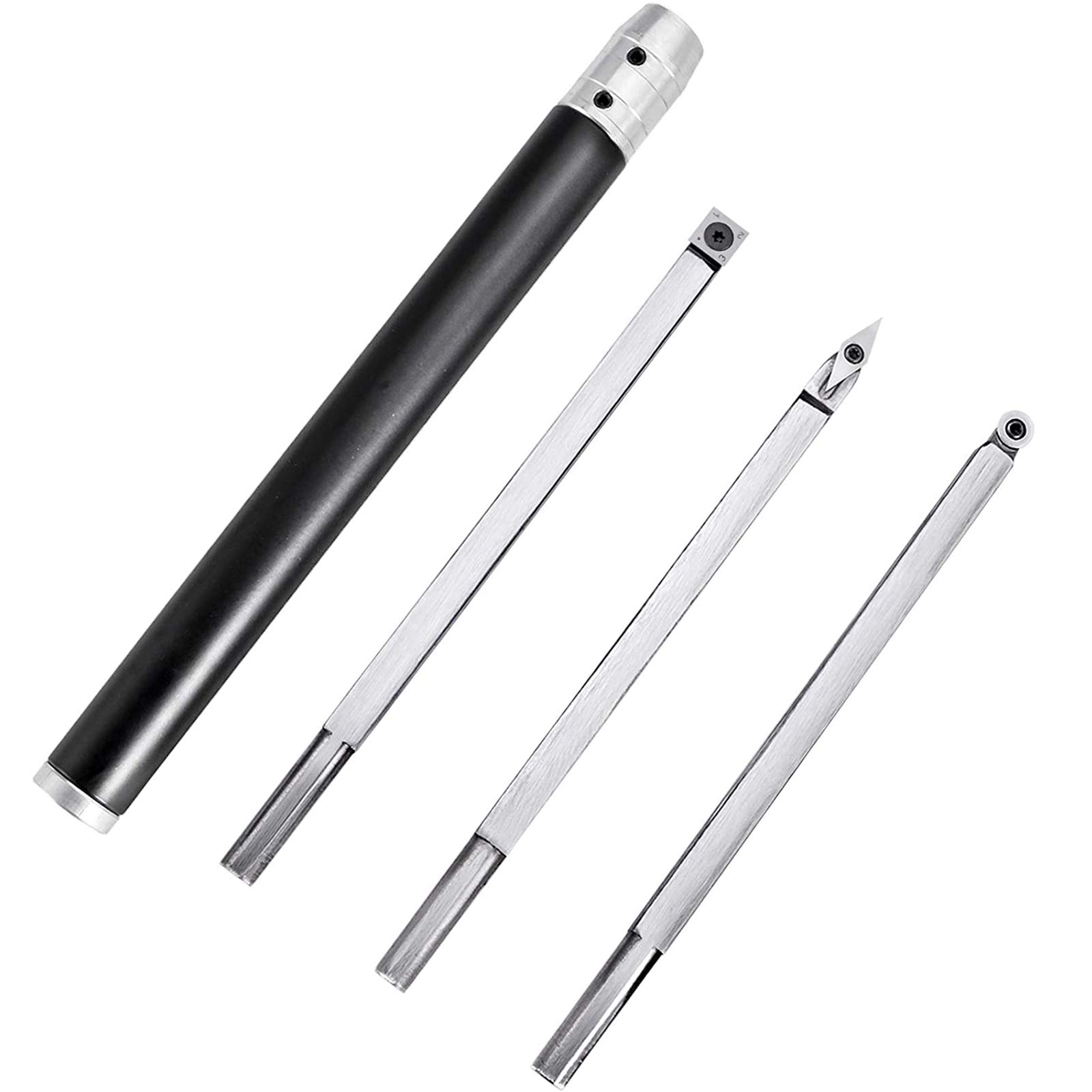 Premium 3-Piece Carbide Lathe Tool Set - Diamond, Round & Square Cutters with Grip Handle for Wood Turning | Replaceable Chisels for DIY Crafts & Hobby Projects | Perfect for Woodworking, Furniture Making & Home Improvement