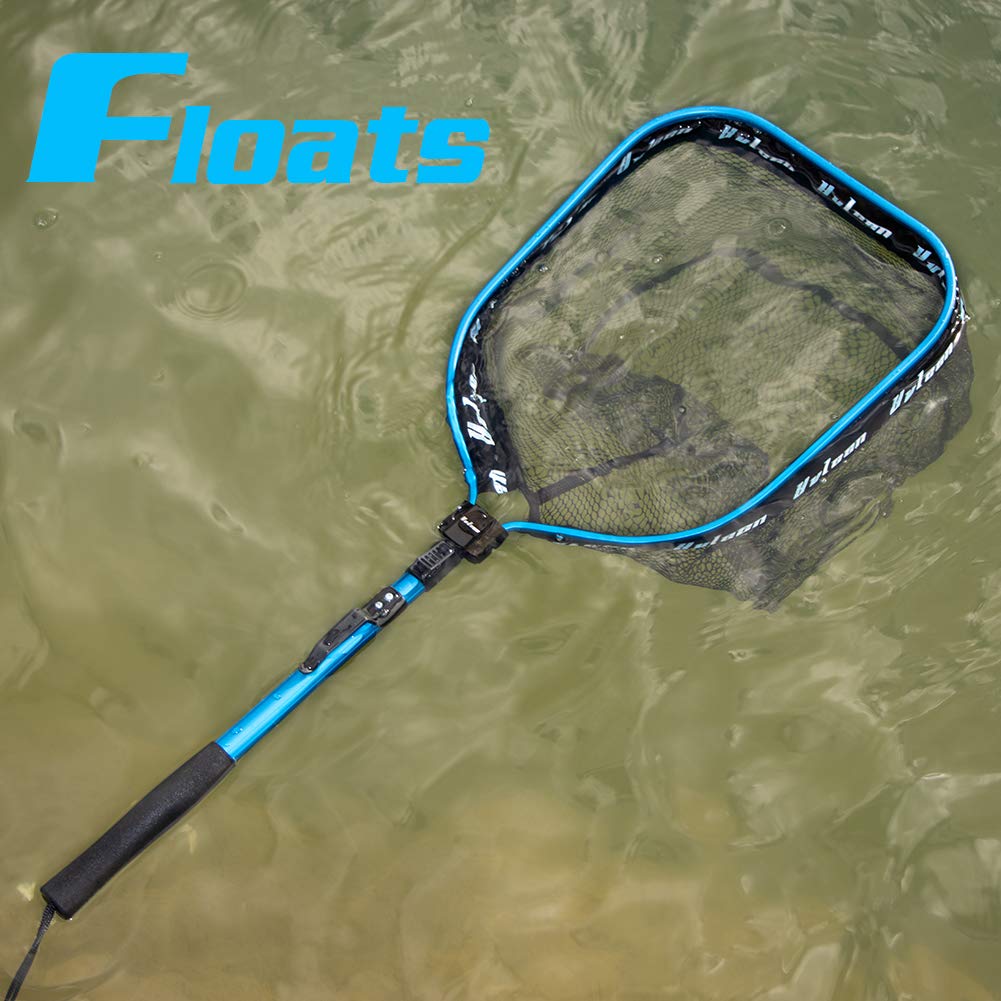 YVLEEN Floating Fishing Net - Foldable Rubber Coated Landing Net for Easy Catch & Release | Freshwater & Saltwater Fishing Gear | Perfect for Fly Fishing, Kayak Fishing & Shore Angling