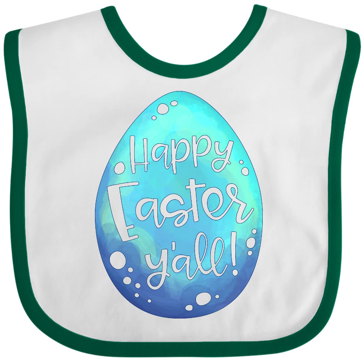 Inktastic Happy Easter Y'all with Blue Easter Egg Baby Bib - Cute Easter Outfit for Babies, Soft Cotton Drool Bib for Easter Sunday, Baby Shower Gift & Holiday Photo Props