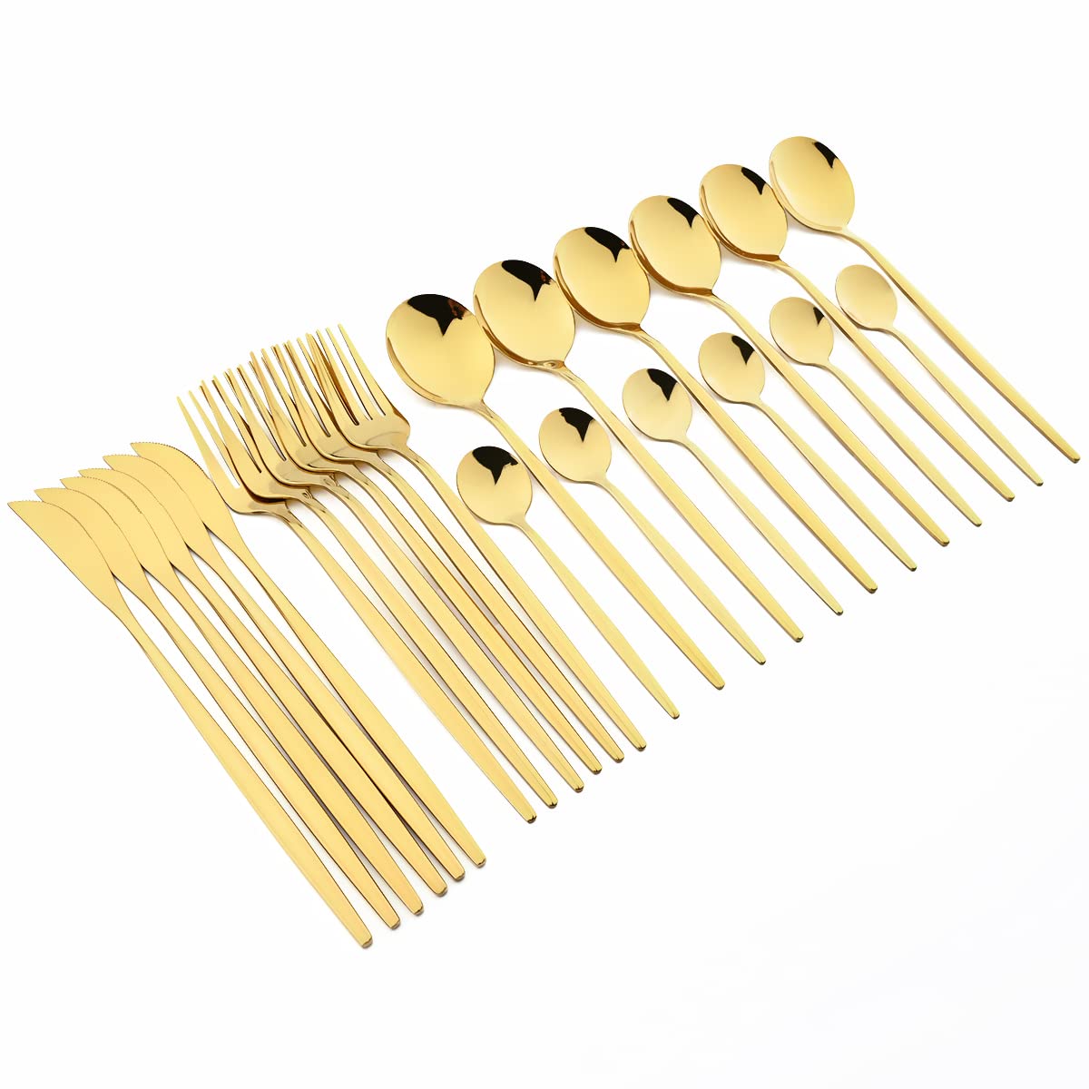 24-Piece Stainless Steel Silverware Set - Knife, Fork & Spoon Flatware Set with Gift Box - Elegant Black Dishwasher Safe Cutlery for Dinner Parties, Weddings & Everyday Dining