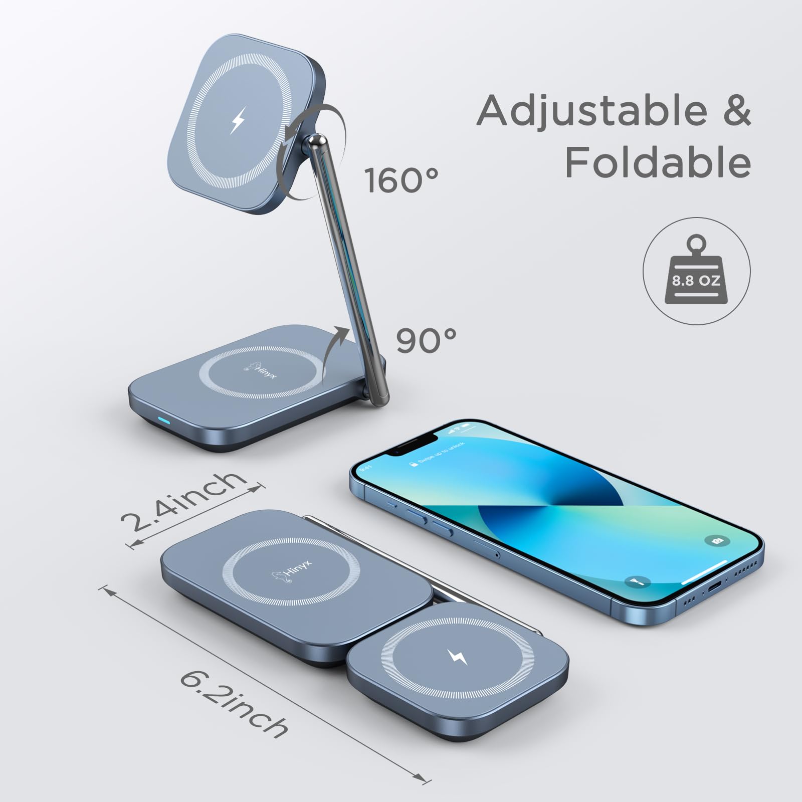 2-in-1 MagSafe Charger Stand - 20W Fast Magnetic Wireless Charging Station for iPhone 15/14/13/12 & AirPods Pro/3/2 - Foldable Travel Design with Zinc Alloy Base - Perfect for Home, Office & On-the-Go Charging