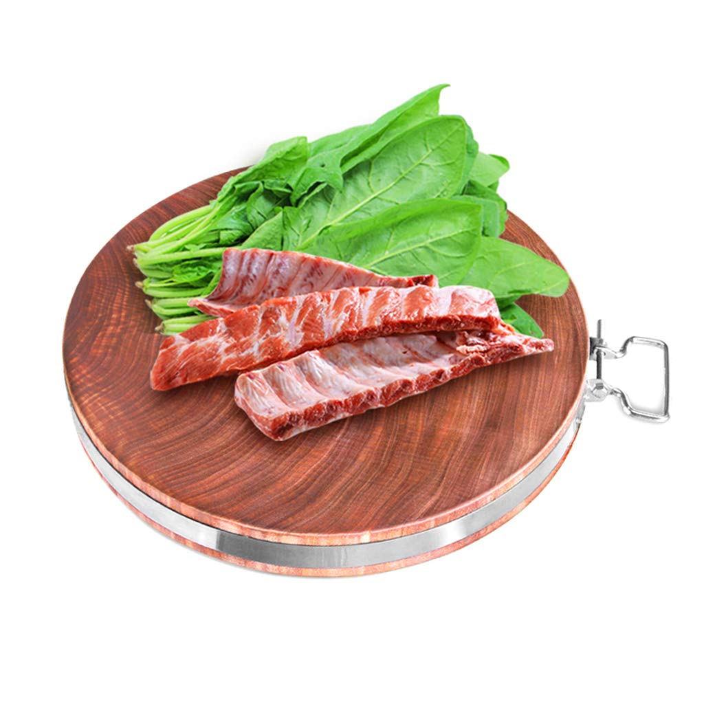 Premium Ironwood Reversible Round Cutting Board - Whole Wood Kitchen Chopping Board for Vegetables, Fruits, Meat - 4 Size Options with Bold Handle - Perfect for Meal Prep, Sushi Making & Entertaining