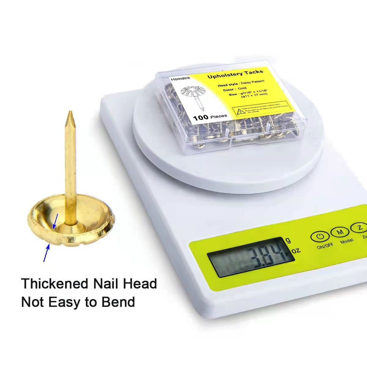 100PCS Gold Daisy Upholstery Tacks - 7/16 Inch Decorative Furniture Nails for DIY Upholstery Projects | Perfect for Sofa, Chair, Headboard & Home Decor Renovation