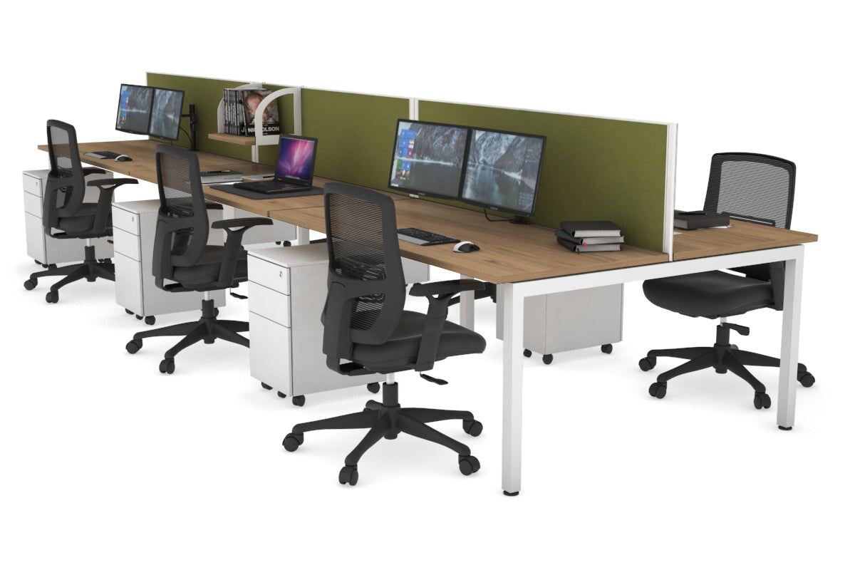 Quadro Square Legs 6-Person Office Workstation Desk [1600L x 700W] - Perfect for Team Collaboration & Open Office Spaces
