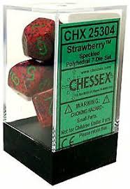 Chessex Polyhedral 7-Dice Set - Speckled Strawberry Color for D&D, RPG & Tabletop Gaming - Perfect for Game Nights & Fantasy Adventures