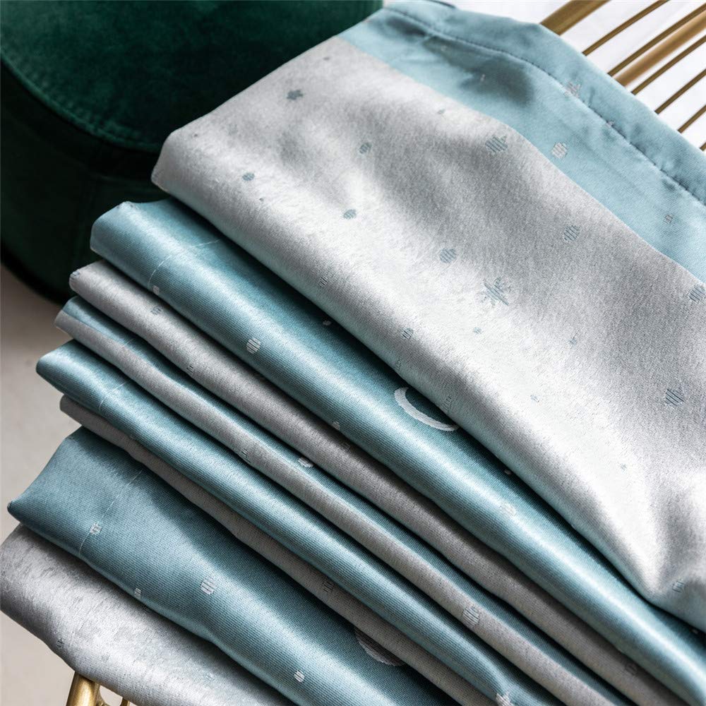 84 Inch Jacquard Star Moon Blackout Curtains - 2 Panel Set with Grommet Top for Kids Bedroom & Nursery | Darkening Window Drapes for Better Sleep & Light Control