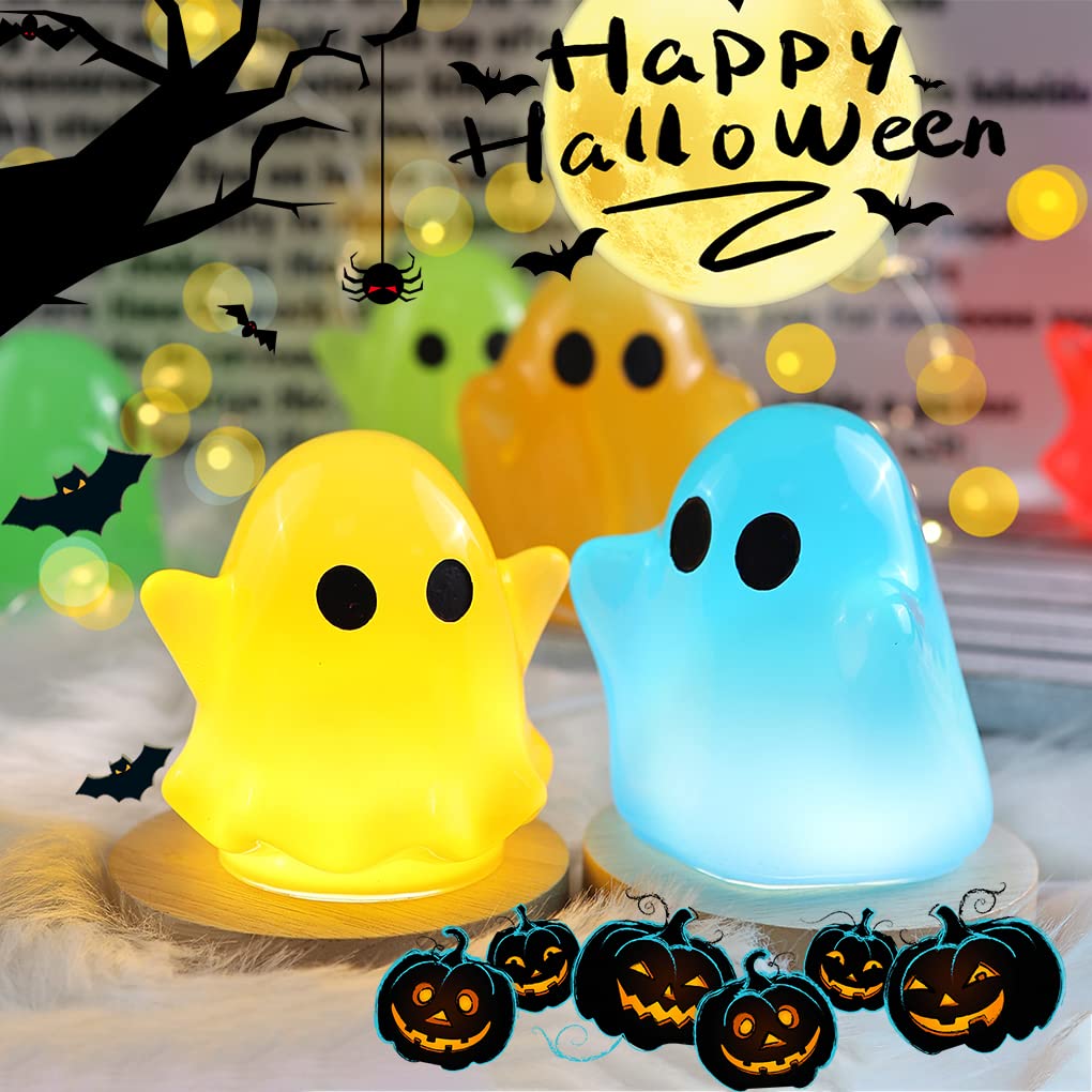 FineInno 2-Piece Halloween Ghost Resin Molds Set - LED Night Light Epoxy Casting Silicone Molds with Wooden Base for DIY Home Decor, Party & Holiday Decoration - Perfect for Halloween, Christmas & Gift Giving