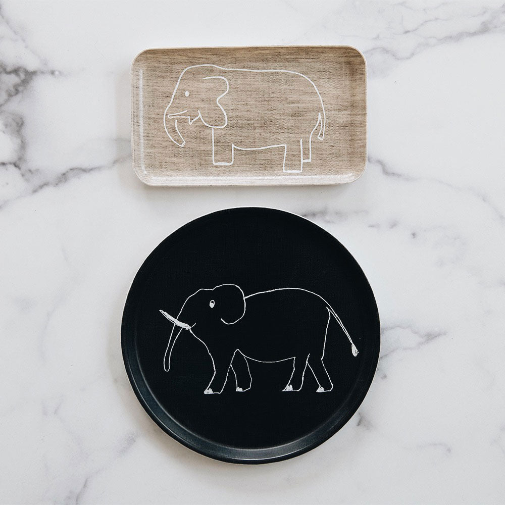 Premium Linen Tray with Elephant Design - Elegant Home Decor for Jewelry, Keys & Essentials | Perfect for Bedroom, Bathroom & Entryway Organization