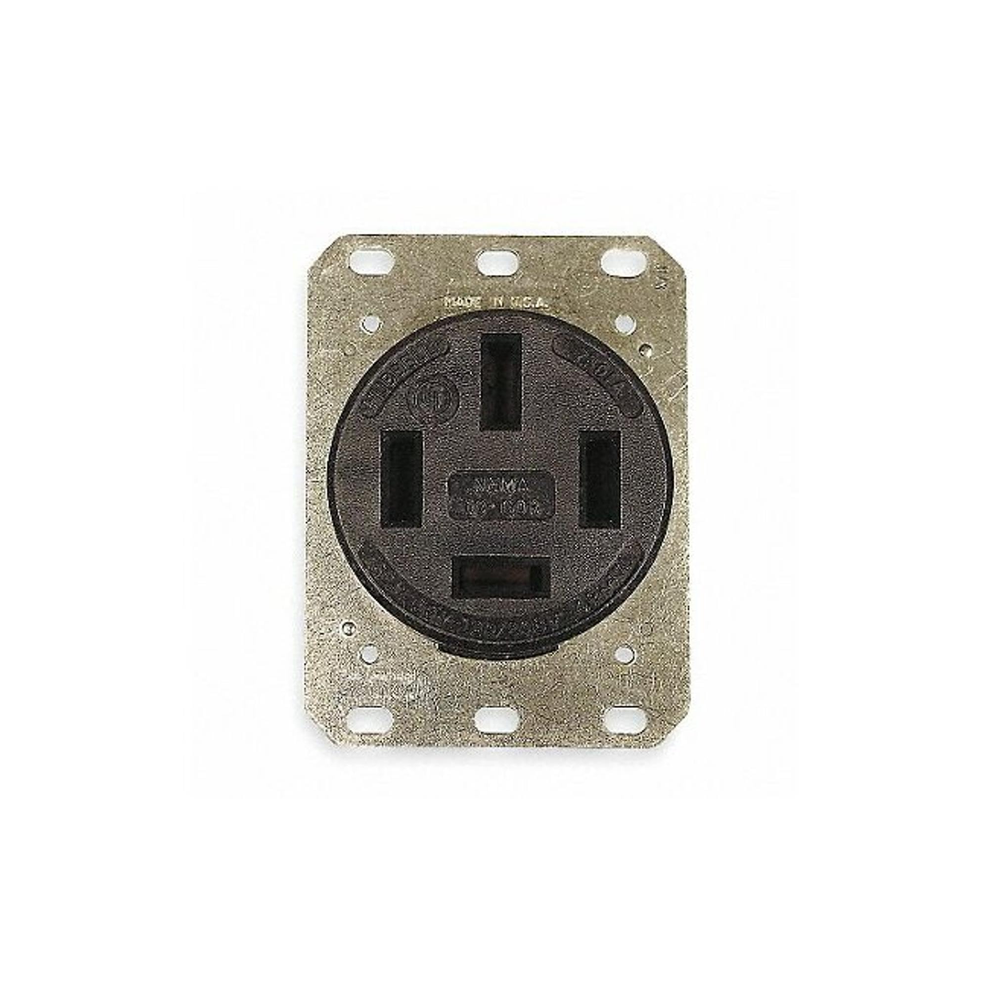 Hubbell HBL7301A 60 Amp 3-Phase 4-Pole Heavy Duty Flush Receptacle, 120/208VAC, Black - Ideal for Industrial and Commercial Electrical Systems