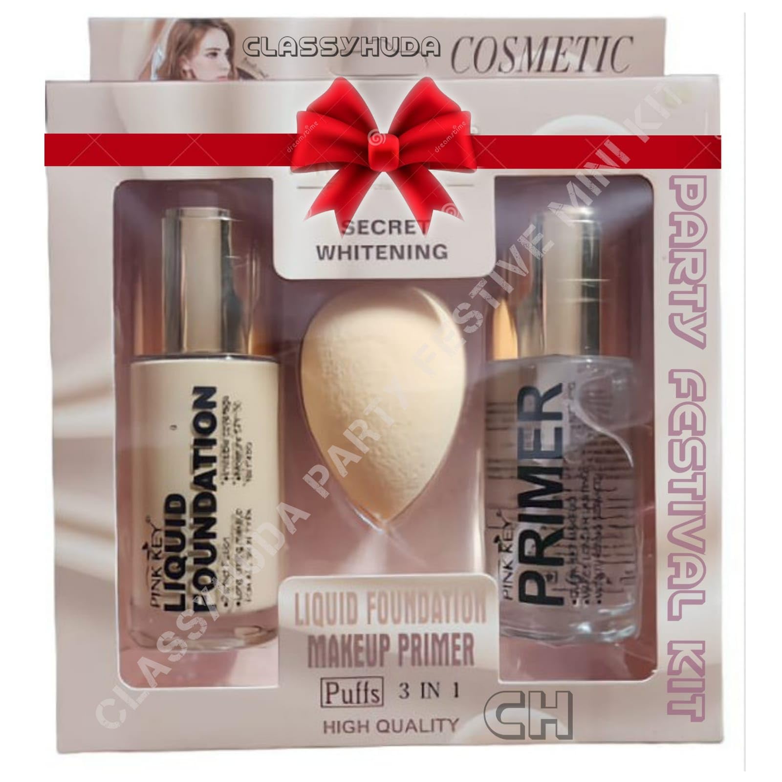 Huda Professional Foundation, Primer & Blender - Mini Makeup Kit for All Skin Tones | Flawless Full Coverage for Daily Wear & Special Occasions