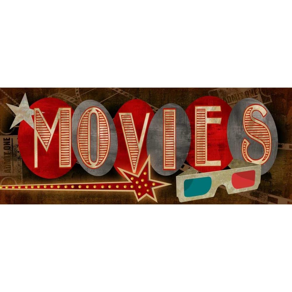 ArtDirect - Conrad Knutsen 18x10 Inch Black Modern Framed Wall Art Print 'Movies' - Perfect for Living Room, Bedroom & Office Decor