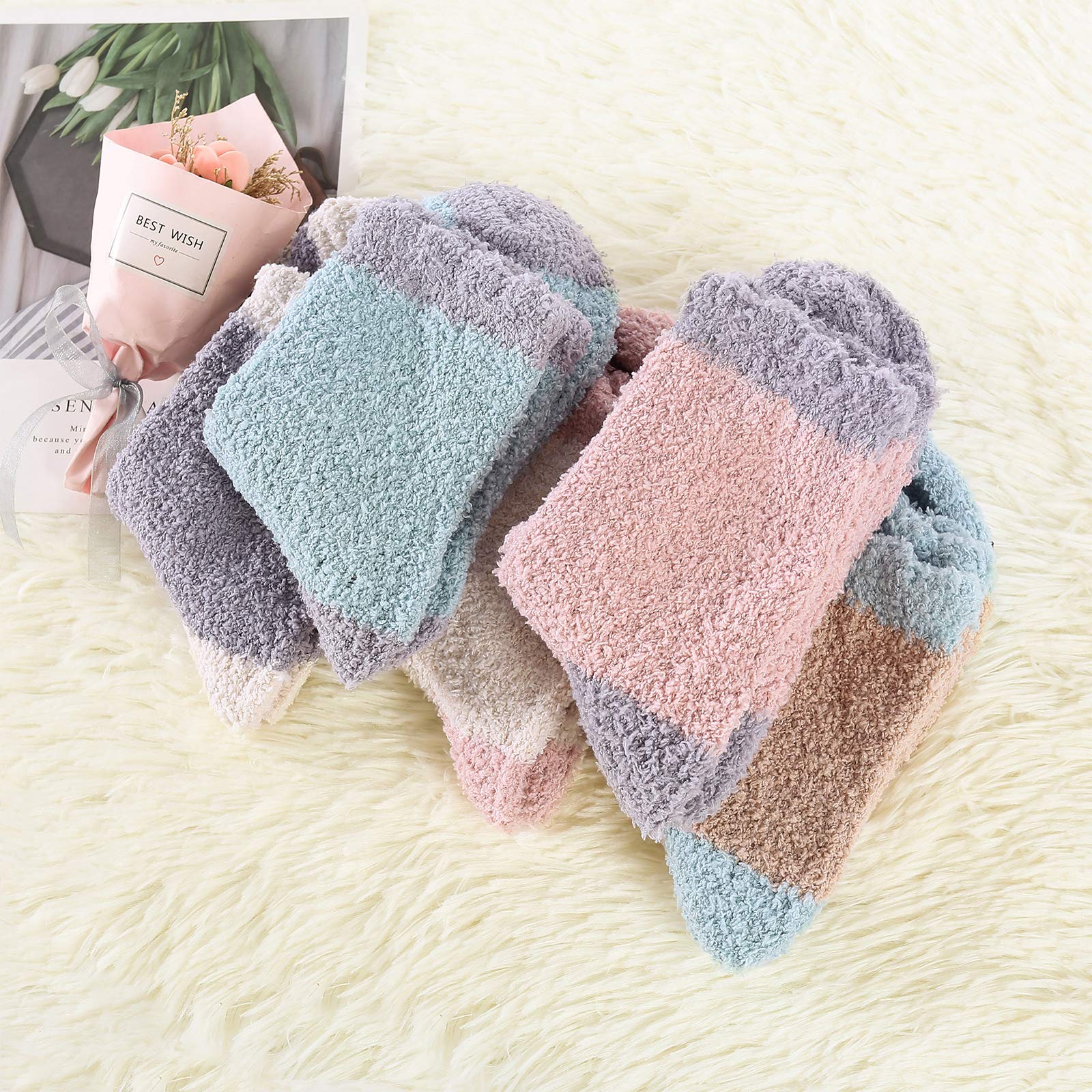 Cozy Winter Fuzzy Socks for Women - Ultra Soft Warm Fluffy Socks with Non-Slip Grips - Perfect for Home, Gym, Yoga & Outdoor Activities