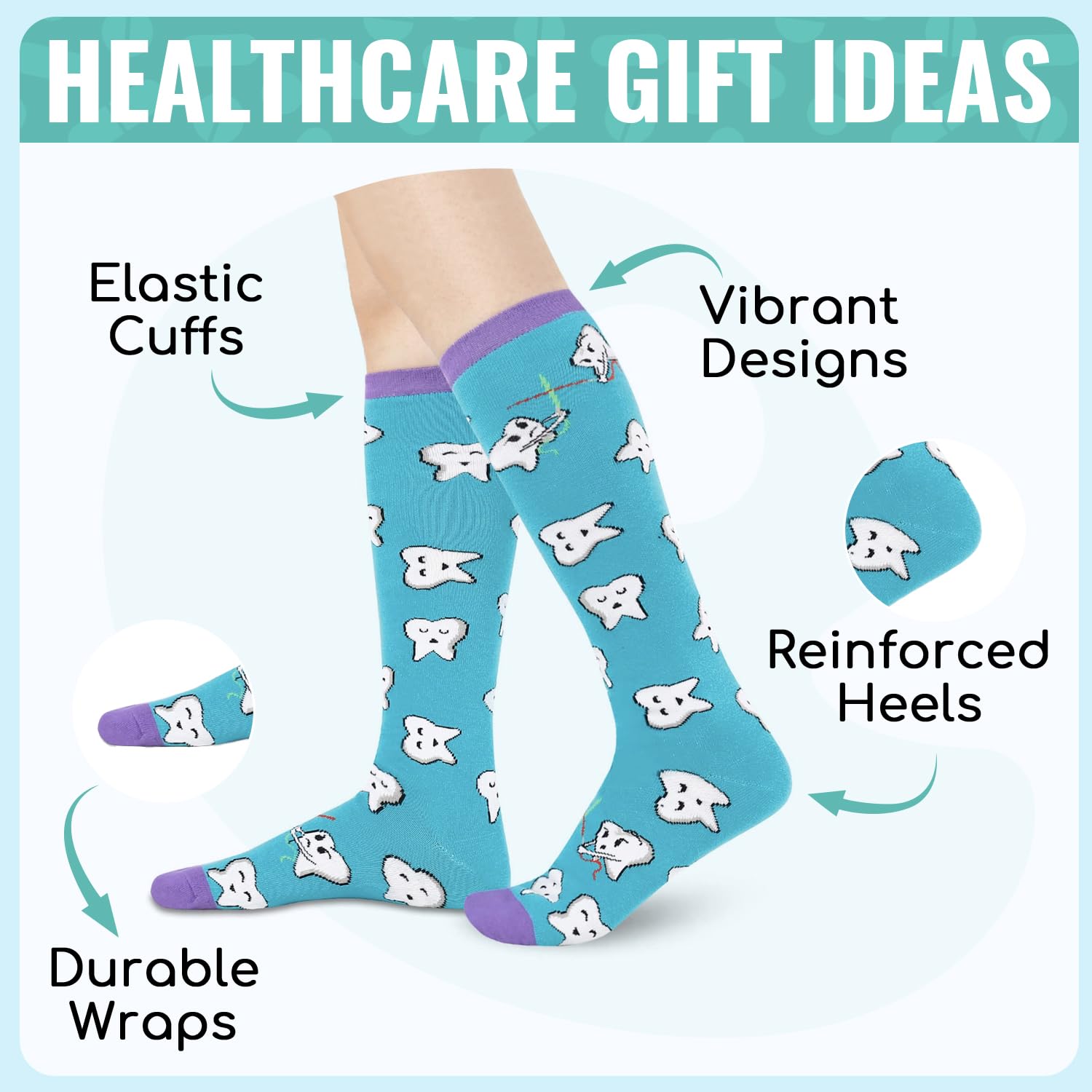 Dentist Socks for Women - Funny Dental Assistant Gifts for Work & School