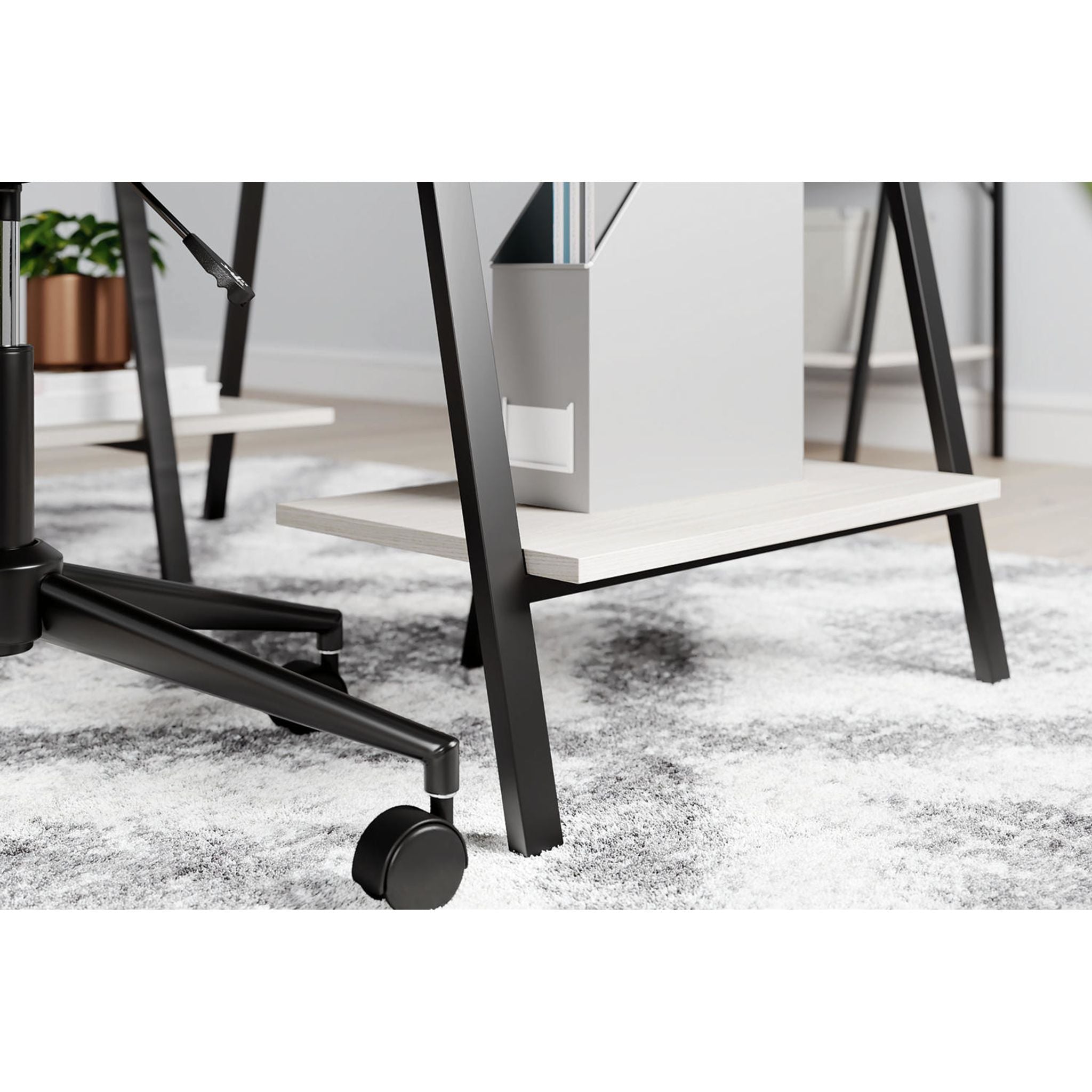 Bayflynn Modern Office Desk - White & Black - Perfect for Home Office, Study Room, and Workspace Setup