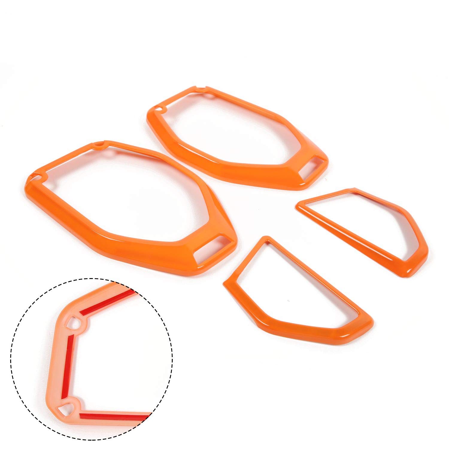 **Voodonala ABS 4-Piece Orange Speaker Audio Trim & A Pillar Trim Compatible with 2018-2023+ Jeep Wrangler JL JLU & Gladiator JT - Interior Accessories for Enhanced Sound & Style**    *(Perfect for Off-Road Adventures, Car Audio Upgrades, and Custom Jeep Interior Styling)*