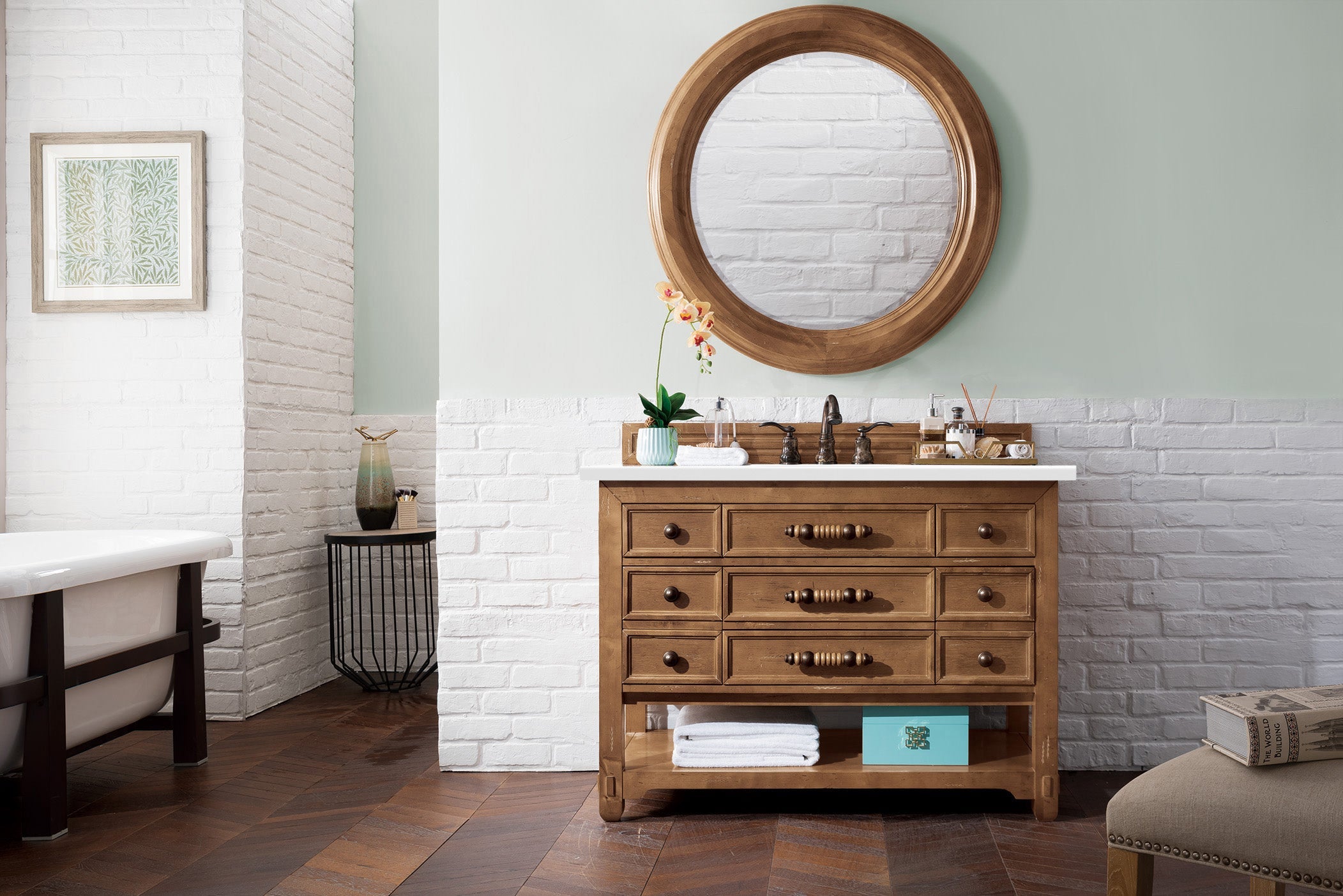 Malibu 48 Inch Single Bathroom Vanity Set with Honey Alder Wood Cabinet & 3CM Classic White Quartz Countertop - Perfect for Modern Master Bathrooms and Guest Bath Renovations