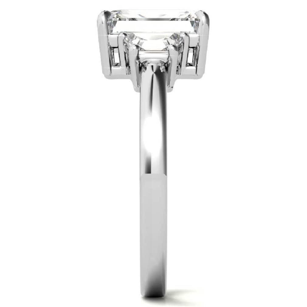 10K Solid White Gold Handmade Emerald Cut Moissanite Engagement Ring - 2.0 CT Solitaire Wedding Band for Women - Bridal Proposal Ring Set - Perfect for Anniversary, Valentine's Day & Special Occasions