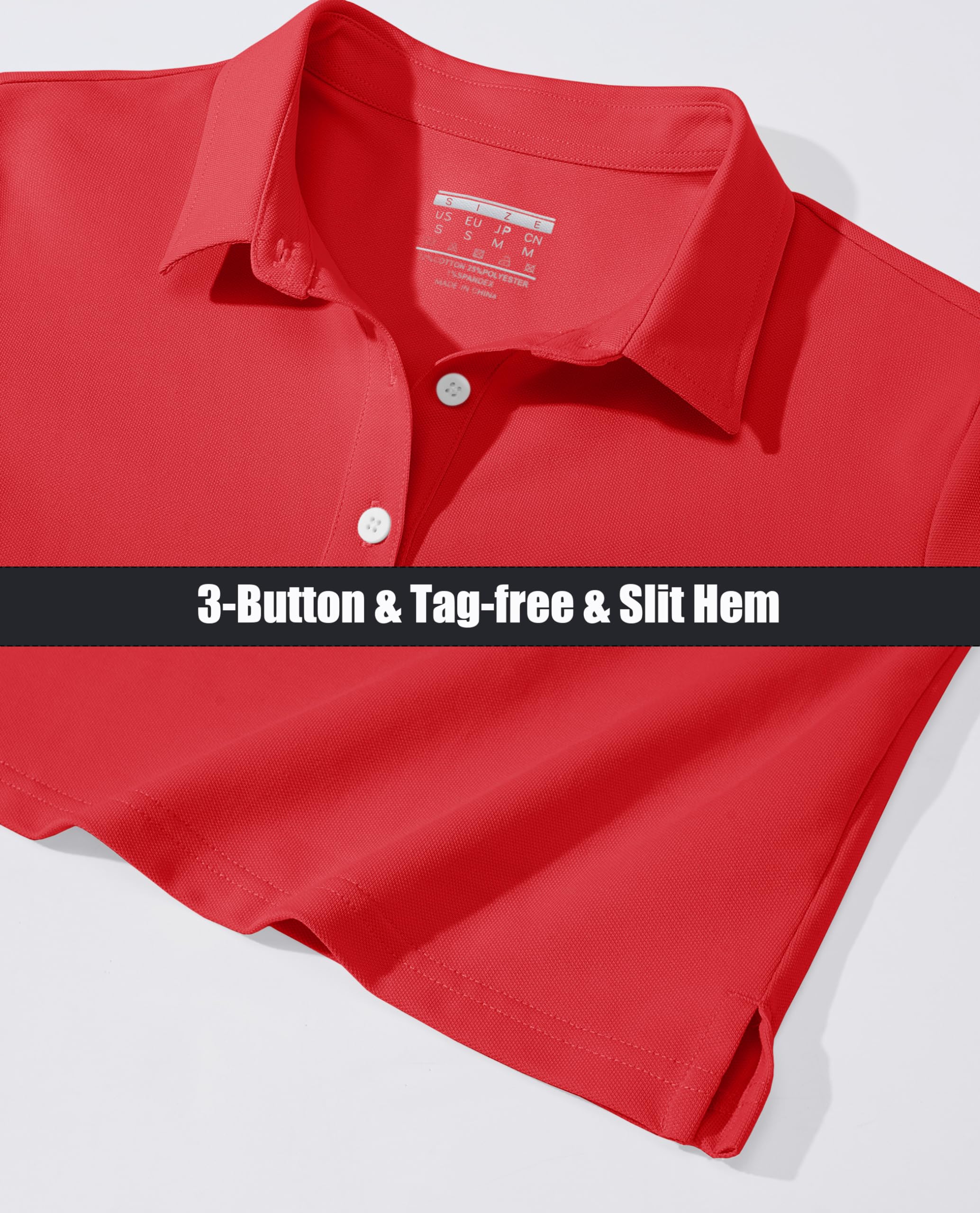 MAGCOMSEN Women's Long Sleeve Polo Shirts - 3-Button Cotton Business Casual Top with Moisture Wicking & Breathable Fabric - Perfect for Office Work, Golf, and Everyday Wear