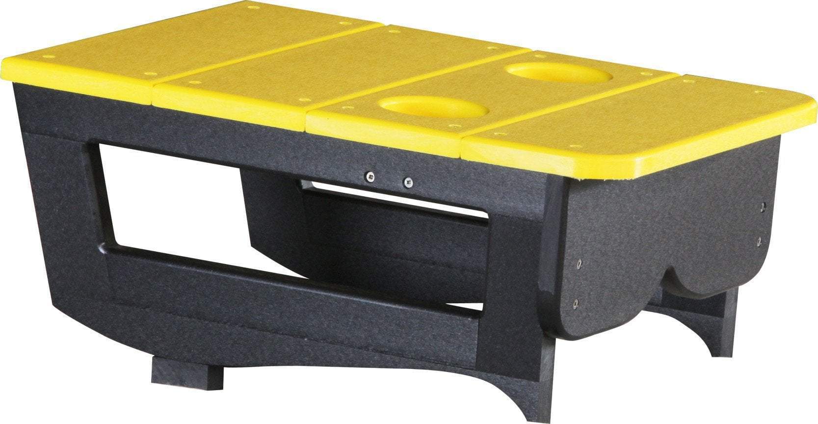 Eco-Friendly Yellow Recycled Plastic Side Table with Built-in Cup Holder - Perfect for Living Room, Patio, or Outdoor Gatherings