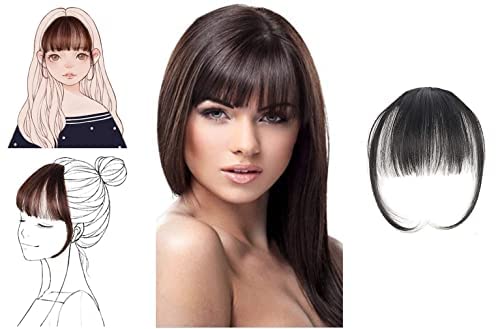 TREXEE Clip-On Hair Bangs | Natural Front Hair Fringe Extension | Women & Girls Wig Band Headband | Perfect for Cosplay, Costume Parties & Everyday Styling