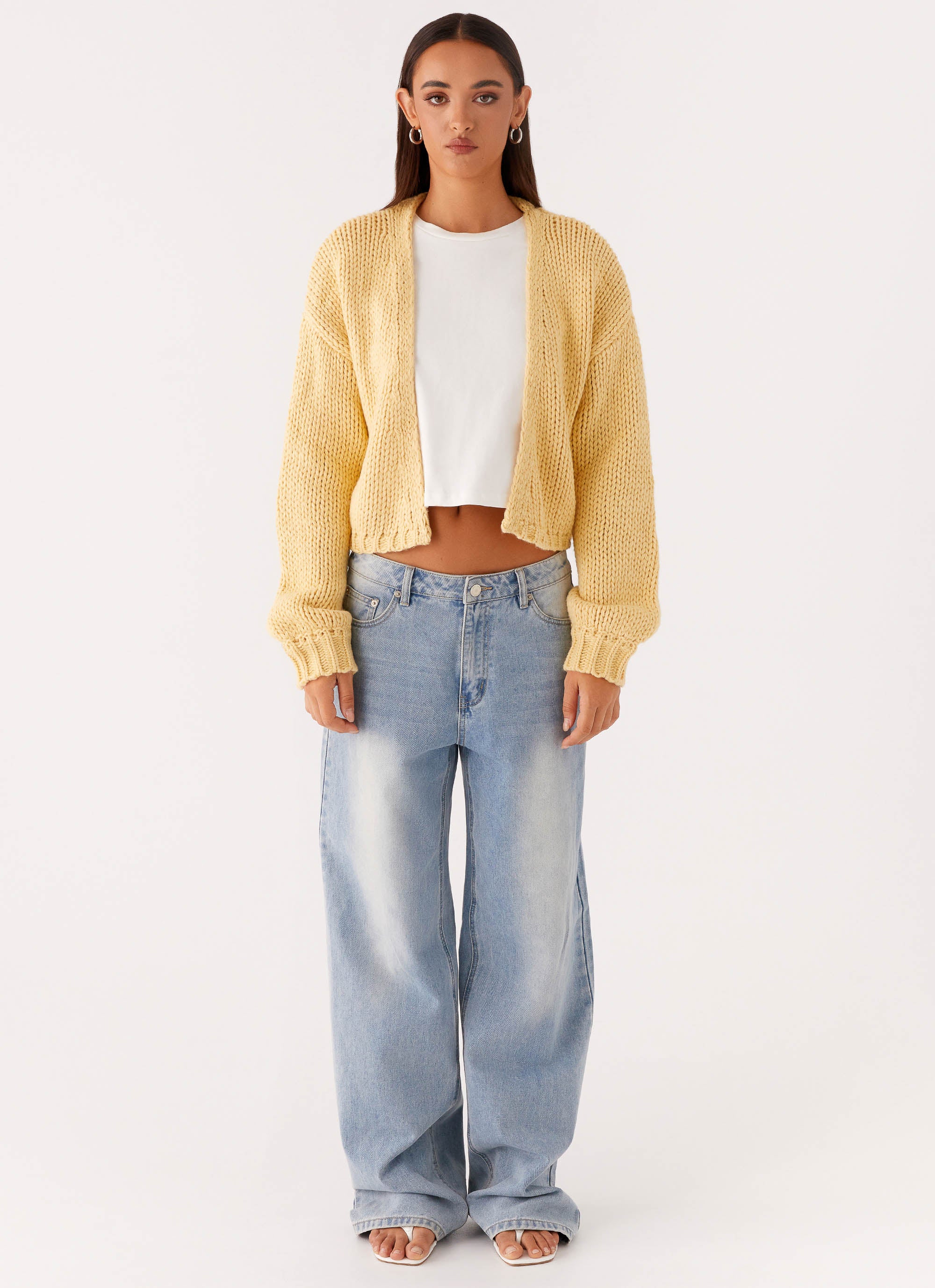 Jasleen Knit Cardigan for Women - Soft Yellow Lightweight Sweater | Perfect for Fall, Winter & Casual Outfits