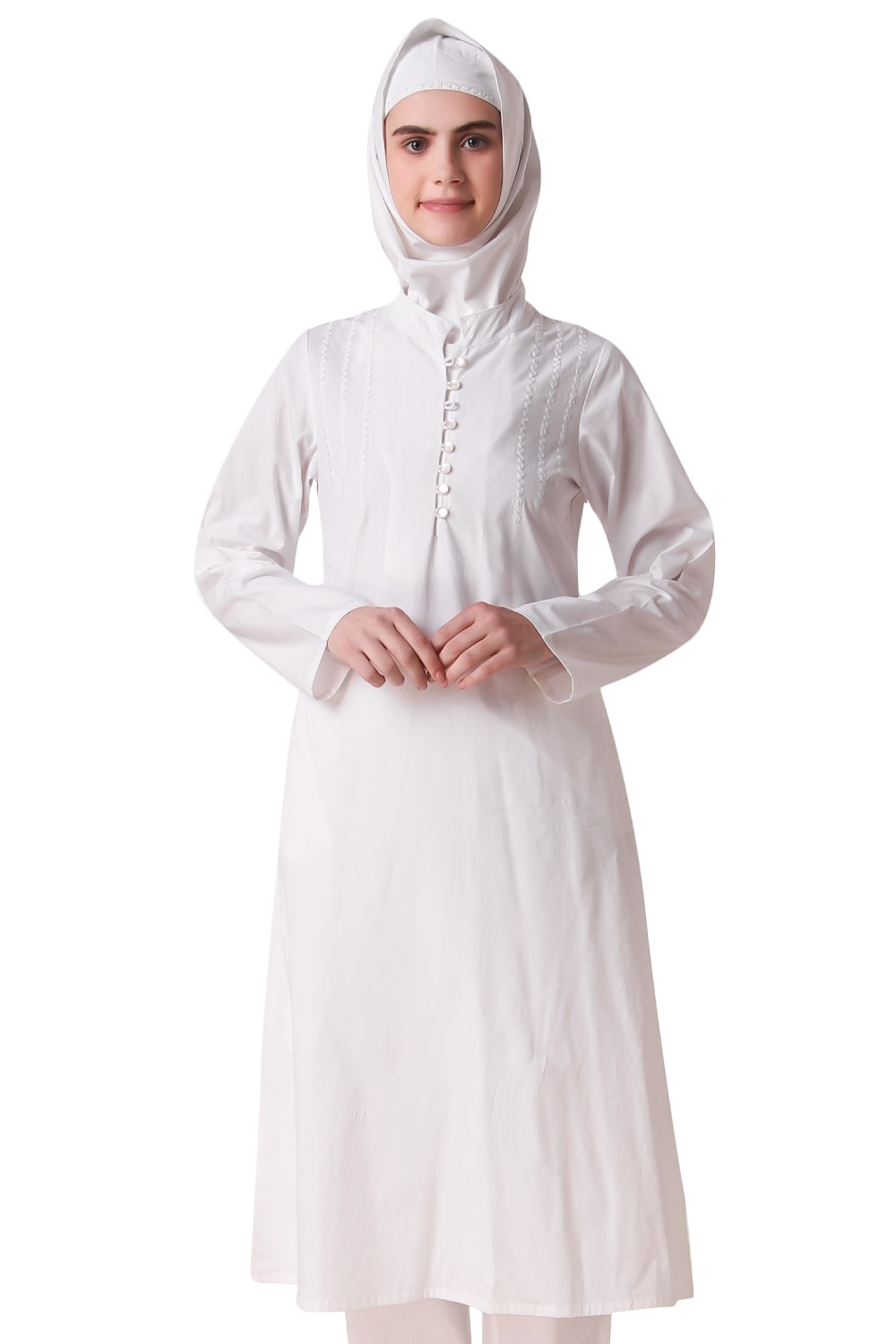 Hajna Women's White Cotton Tunic Top - Soft Casual Long Blouse for Summer, Beach, and Boho Style Outfits