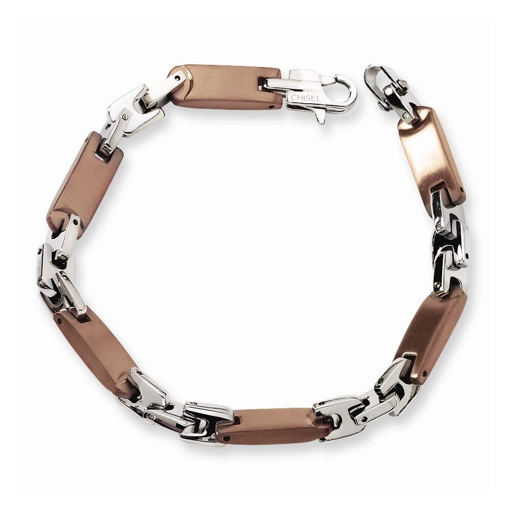Stainless Steel Polished Lobster Clasp Brown IP Plated Bracelet - 8.25 Inch Jewelry Gift for Women, Perfect for Everyday Wear, Parties & Special Occasions