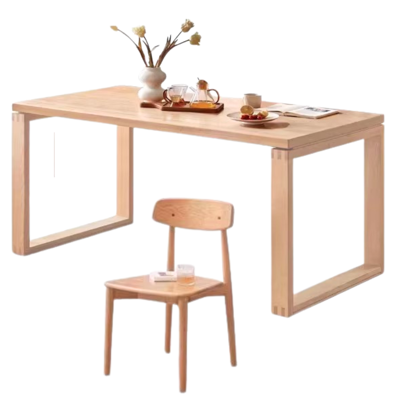70.8x33.4x29.5 inch / 180x85x75 cm / Natural Wood Color / Oak Dining table + 6 chairs chair-