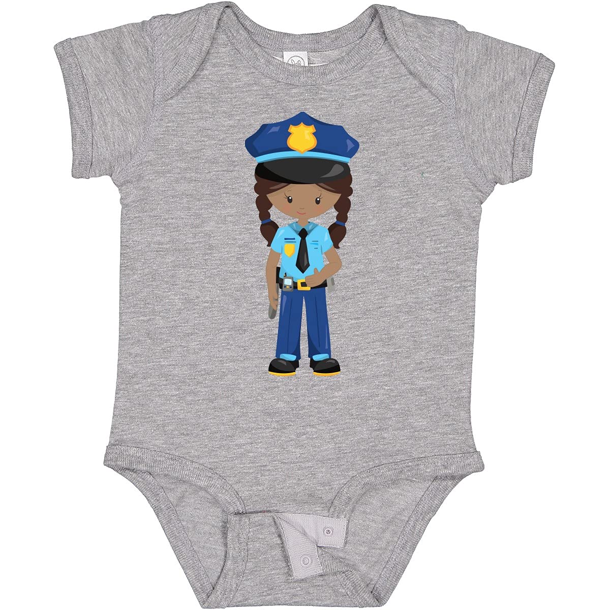 Inktastic African American Girl Police Officer Baby Bodysuit - Cute & Comfortable Infant Outfit for Law Enforcement Appreciation & Everyday Wear