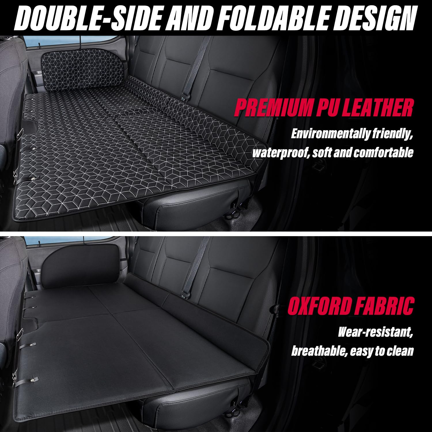 OHMU Non-Inflatable Truck Bed Air Mattress - Fits F150, RAM 1500, Toyota, Silverado, GMC, Tundra | Car Travel & Camping Sleeping Pad | Back Seat Extender for Road Trips & Outdoor Adventures