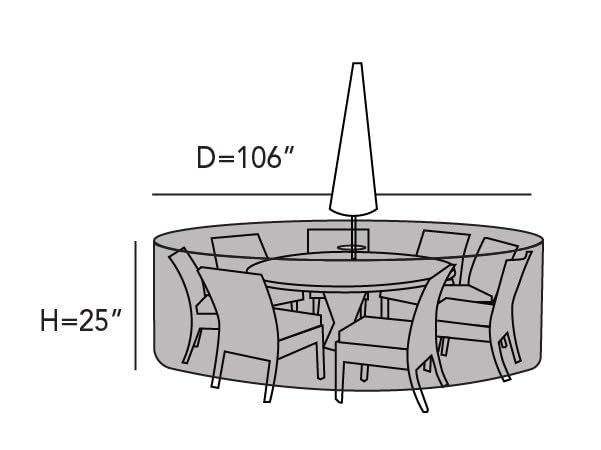 Heavy-Duty Round Patio Table Cover with Umbrella Hole - 106