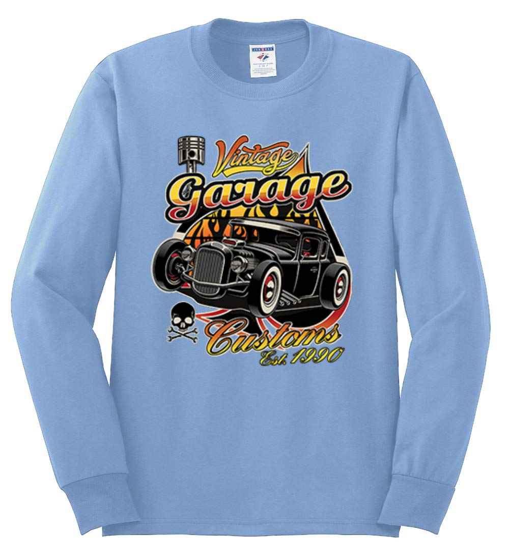 Vintage 1990 Garage Customs Hot Rod Classic Car & Truck Long Sleeve Shirt for Men - Perfect for Car Shows, Cruising & Automotive Enthusiasts