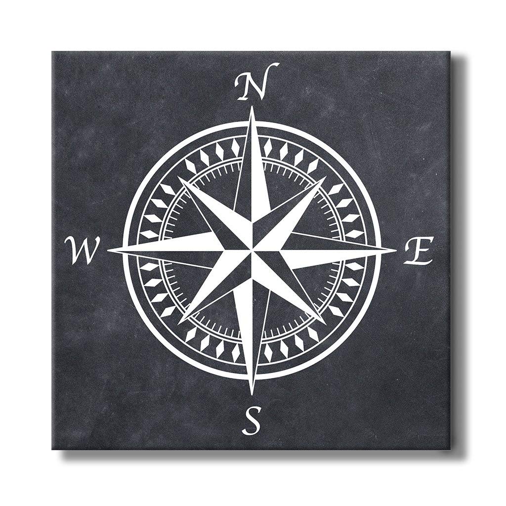 Compass Rose Wall Art - 10x10 Inches Stretched Canvas Travel-Themed Decor - Vintage Nautical Home & Office Wall Decor - Perfect for Living Room, Bedroom, or Travel Enthusiast's Space