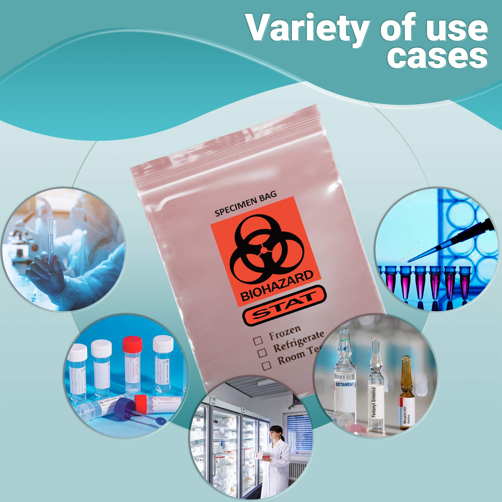 APQ 1000 Pack Pink Tint 12x15 Zipper Biohazard Specimen Transfer Bags - 2 Mil Thick Polyethylene Medical Bags for Healthcare, Laboratories & First Aid Kits | Ideal for Clinics, Hospitals & Emergency Medical Use